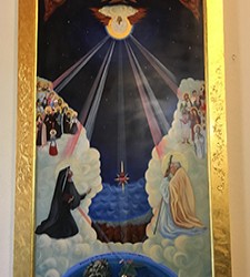 Lake Arrowhead artists paints Divine Mercy icon for parish